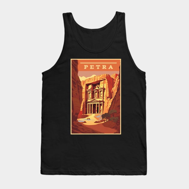 Petra, Jordan, Travel Poster Tank Top by BokeeLee